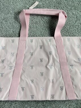 Victoria's Secret Pink Striped Tote with Rhinestones